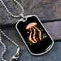 Camper Necklace Orange Jellyfish Ocean Necklace Stainless Steel or 18k Gold Dog Tag 24" Chain-Express Your Love Gifts