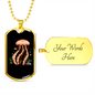 Camper Necklace Orange Jellyfish Ocean Necklace Stainless Steel or 18k Gold Dog Tag 24" Chain-Express Your Love Gifts
