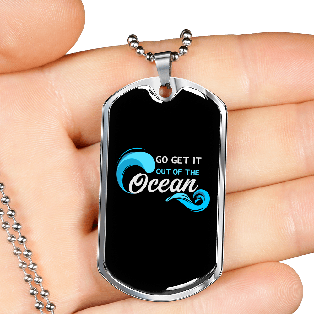 Camper Necklace Out Of The Ocean Necklace Stainless Steel or 18k Gold Dog Tag 24" Chain-Express Your Love Gifts
