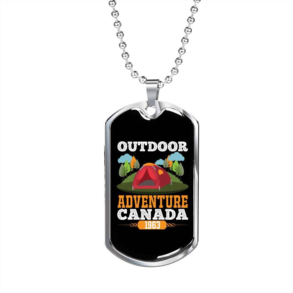 Camper Necklace Outdoor Adventure Canada Necklace Stainless Steel or 18k Gold Dog Tag 24" Chain-Express Your Love Gifts