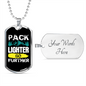 Camper Necklace Pack Lighter Go Further White Necklace Stainless Steel or 18k Gold Dog Tag 24" Chain-Express Your Love Gifts