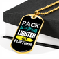 Camper Necklace Pack Lighter Go Further White Necklace Stainless Steel or 18k Gold Dog Tag 24" Chain-Express Your Love Gifts