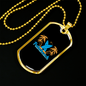 Camper Necklace Palmbeach Blue Surf Necklace Stainless Steel or 18k Gold Dog Tag 24" Chain-Express Your Love Gifts