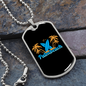 Camper Necklace Palmbeach Blue Surf Necklace Stainless Steel or 18k Gold Dog Tag 24" Chain-Express Your Love Gifts