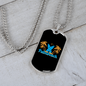 Camper Necklace Palmbeach Blue Surf Necklace Stainless Steel or 18k Gold Dog Tag 24" Chain-Express Your Love Gifts