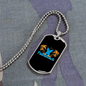 Camper Necklace Palmbeach Blue Surf Necklace Stainless Steel or 18k Gold Dog Tag 24" Chain-Express Your Love Gifts