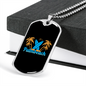 Camper Necklace Palmbeach Blue Surf Necklace Stainless Steel or 18k Gold Dog Tag 24" Chain-Express Your Love Gifts