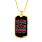 Camper Necklace Person Talks Hiking Necklace Stainless Steel or 18k Gold Dog Tag 24" Chain-Express Your Love Gifts