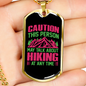 Camper Necklace Person Talks Hiking Necklace Stainless Steel or 18k Gold Dog Tag 24" Chain-Express Your Love Gifts