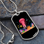 Camper Necklace Pink Jellyfish Ocean Necklace Stainless Steel or 18k Gold Dog Tag 24" Chain-Express Your Love Gifts