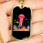 Camper Necklace Pink Jellyfish Ocean Necklace Stainless Steel or 18k Gold Dog Tag 24" Chain-Express Your Love Gifts