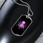 Camper Necklace Pink Octopus Necklace Stainless Steel or 18k Gold Dog Tag 24" Chain-Express Your Love Gifts