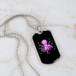 Camper Necklace Pink Octopus Necklace Stainless Steel or 18k Gold Dog Tag 24" Chain-Express Your Love Gifts