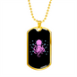 Camper Necklace Pink Octopus Necklace Stainless Steel or 18k Gold Dog Tag 24" Chain-Express Your Love Gifts