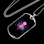 Camper Necklace Pink Octopus Necklace Stainless Steel or 18k Gold Dog Tag 24" Chain-Express Your Love Gifts