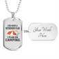 Camper Necklace Plan On Camping Black Necklace Stainless Steel or 18k Gold Dog Tag 24" Chain-Express Your Love Gifts