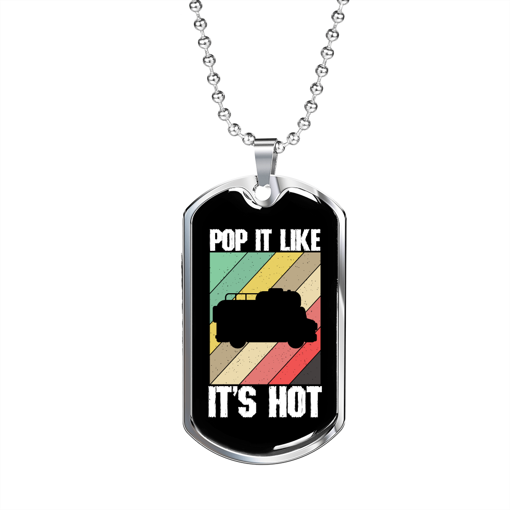 Camper Necklace Pop It Like Colorful Necklace Stainless Steel or 18k Gold Dog Tag 24" Chain-Express Your Love Gifts