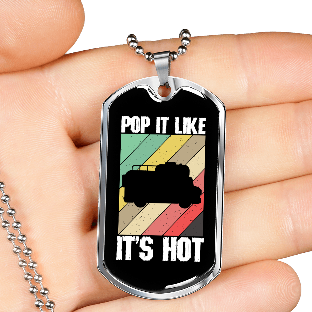 Camper Necklace Pop It Like Colorful Necklace Stainless Steel or 18k Gold Dog Tag 24" Chain-Express Your Love Gifts