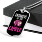Camper Necklace Princess Of The Camper Pink Necklace Stainless Steel or 18k Gold Dog Tag 24" Chain-Express Your Love Gifts