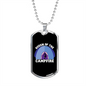 Camper Necklace Queen of The Campfire Blue Necklace Stainless Steel or 18k Gold Dog Tag 24" Chain-Express Your Love Gifts