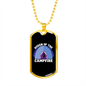 Camper Necklace Queen of The Campfire Blue Necklace Stainless Steel or 18k Gold Dog Tag 24" Chain-Express Your Love Gifts