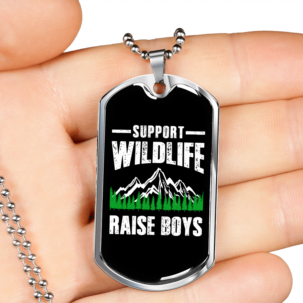 Camper Necklace Raise Boys Necklace Stainless Steel or 18k Gold Dog Tag 24" Chain-Express Your Love Gifts