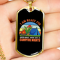 Camper Necklace Ready For Campfire Nights Tents Necklace Stainless Steel or 18k Gold Dog Tag 24" Chain-Express Your Love Gifts