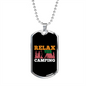 Camper Necklace Relax Your Camping Pink Necklace Stainless Steel or 18k Gold Dog Tag 24" Chain-Express Your Love Gifts