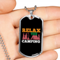 Camper Necklace Relax Your Camping Pink Necklace Stainless Steel or 18k Gold Dog Tag 24" Chain-Express Your Love Gifts