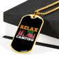 Camper Necklace Relax Your Camping Pink Necklace Stainless Steel or 18k Gold Dog Tag 24" Chain-Express Your Love Gifts