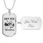 Camper Necklace Say Yes! Necklace Stainless Steel or 18k Gold Dog Tag 24" Chain-Express Your Love Gifts