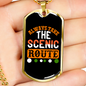 Camper Necklace Scenic Route Necklace Stainless Steel or 18k Gold Dog Tag 24" Chain-Express Your Love Gifts