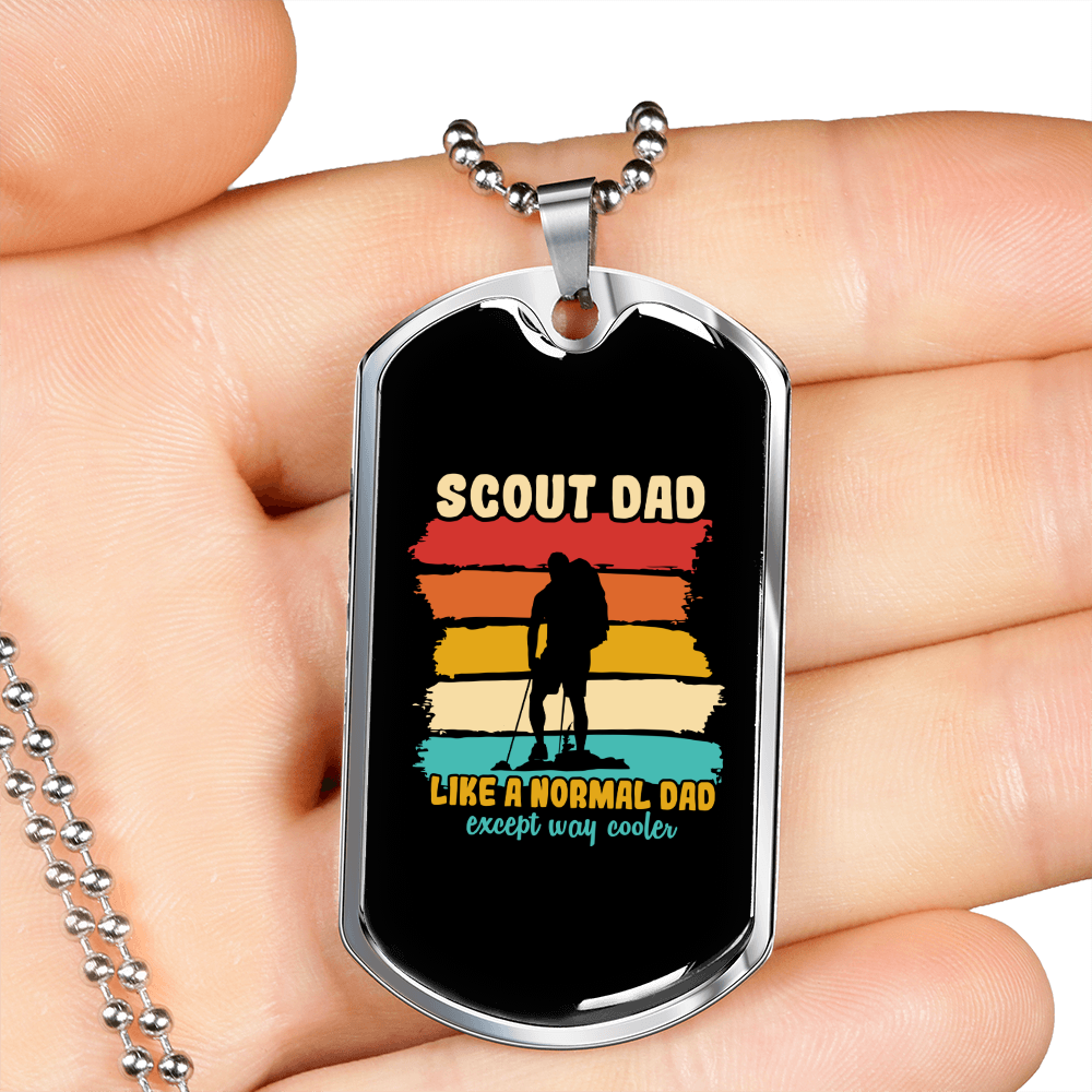 Camper Necklace Scout Dad Camping Necklace Stainless Steel or 18k Gold Dog Tag 24" Chain-Express Your Love Gifts