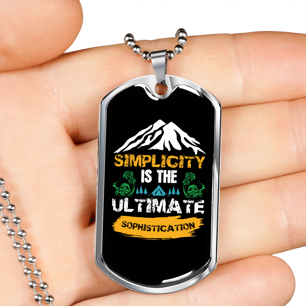 Camper Necklace Simplicity Is The Ultimate Sophistication Necklace Stainless Steel or 18k Gold Dog Tag 24" Chain-Express Your Love Gifts