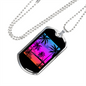 Camper Necklace Sky White Coconut Tree Necklace Stainless Steel or 18k Gold Dog Tag 24" Chain-Express Your Love Gifts