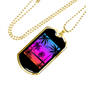 Camper Necklace Sky White Coconut Tree Necklace Stainless Steel or 18k Gold Dog Tag 24" Chain-Express Your Love Gifts