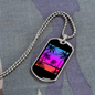 Camper Necklace Sky White Coconut Tree Necklace Stainless Steel or 18k Gold Dog Tag 24" Chain-Express Your Love Gifts