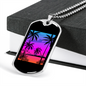 Camper Necklace Sky White Coconut Tree Necklace Stainless Steel or 18k Gold Dog Tag 24" Chain-Express Your Love Gifts