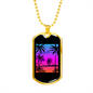 Camper Necklace Sky White Coconut Tree Necklace Stainless Steel or 18k Gold Dog Tag 24" Chain-Express Your Love Gifts