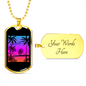 Camper Necklace Sky White Coconut Tree Necklace Stainless Steel or 18k Gold Dog Tag 24" Chain-Express Your Love Gifts