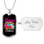 Camper Necklace Sleep Around Vanlife Necklace Stainless Steel or 18k Gold Dog Tag 24" Chain-Express Your Love Gifts