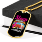 Camper Necklace Sleep Around Vanlife Necklace Stainless Steel or 18k Gold Dog Tag 24" Chain-Express Your Love Gifts