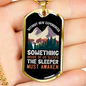 Camper Necklace Sleeper Must Awaken Necklace Stainless Steel or 18k Gold Dog Tag 24" Chain-Express Your Love Gifts