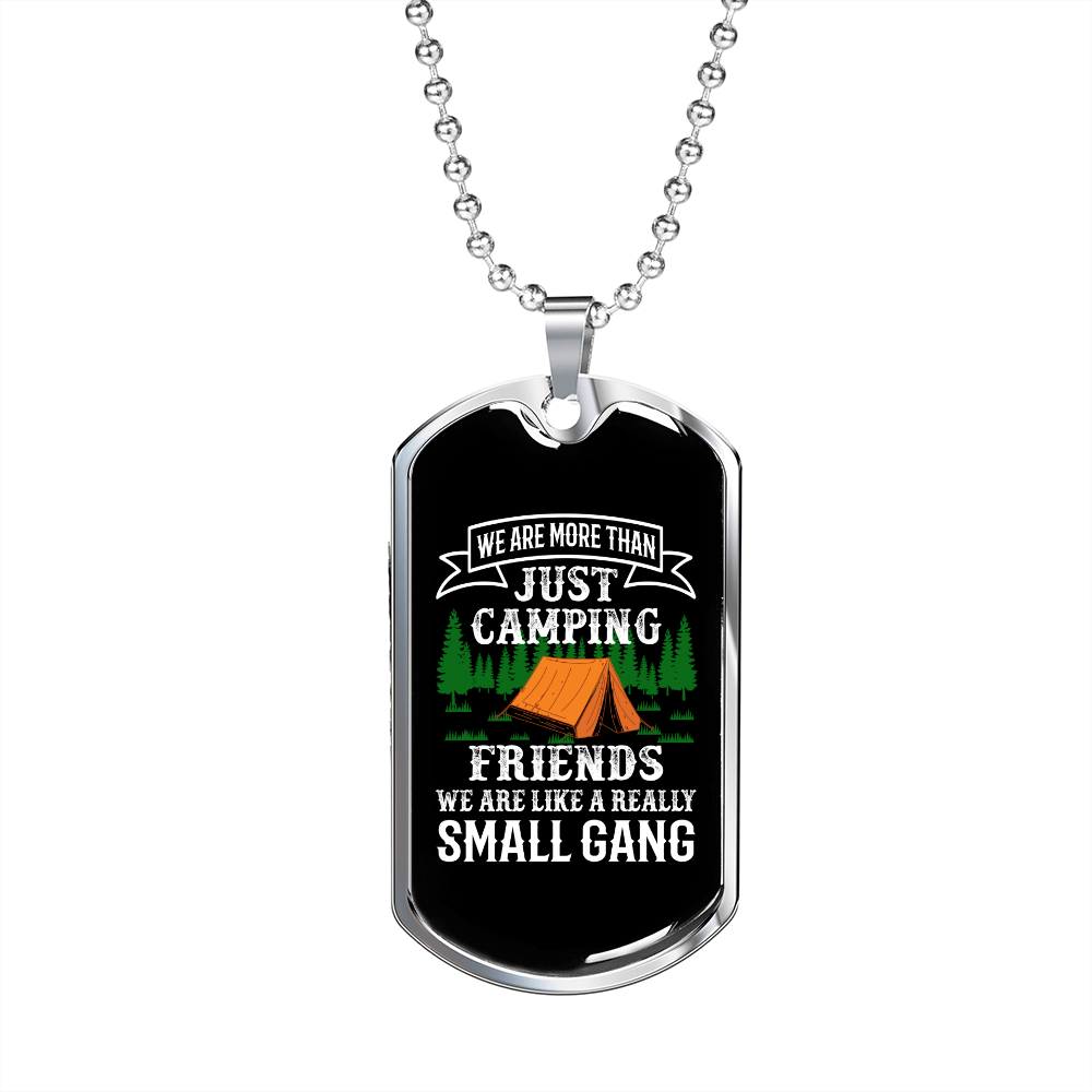 Camper Necklace Small Gang Camping Necklace Stainless Steel or 18k Gold Dog Tag 24" Chain-Express Your Love Gifts