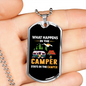Camper Necklace Stays In The Camp Necklace Stainless Steel or 18k Gold Dog Tag 24" Chain-Express Your Love Gifts