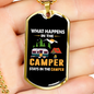 Camper Necklace Stays In The Camp Necklace Stainless Steel or 18k Gold Dog Tag 24" Chain-Express Your Love Gifts