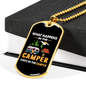 Camper Necklace Stays In The Camp Necklace Stainless Steel or 18k Gold Dog Tag 24" Chain-Express Your Love Gifts