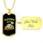 Camper Necklace Summer Beach Ocean Necklace Stainless Steel or 18k Gold Dog Tag 24" Chain-Express Your Love Gifts