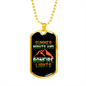 Camper Necklace Summer Nights and Bonfire Lights Necklace Stainless Steel or 18k Gold Dog Tag 24" Chain-Express Your Love Gifts