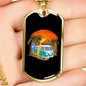 Camper Necklace Summer Van Tree Necklace Stainless Steel or 18k Gold Dog Tag 24" Chain-Express Your Love Gifts